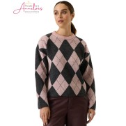 Garcia Pullover Ruit V260241-3105 Grijs Roze Garcia Pullover Ruit V260241-3105 Grijs Roze